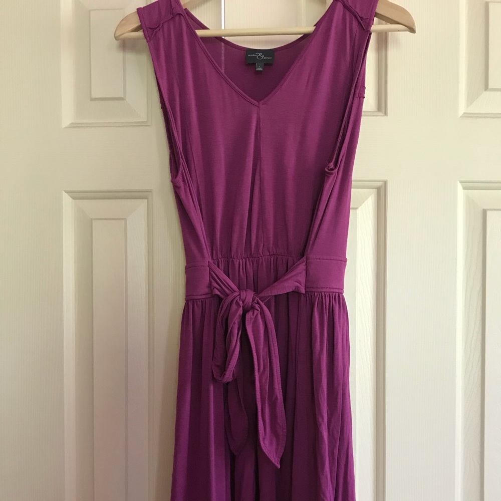 Plum tie cotton dress